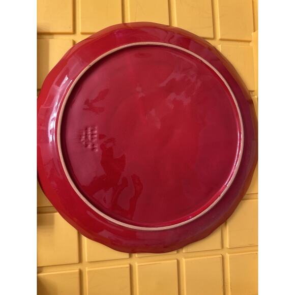 Red Ceramic Leaf Detail Plate Decorative Serving Homeware Made in Italy - Picture 9 of 9